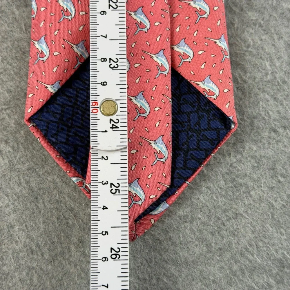 Vineyard Vines Kids Silk Tie Coral Pink Marlin Fish Nautical Hand Made 51x3.5